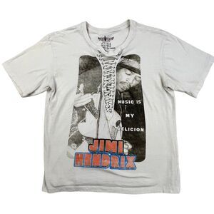 Jimi Hendrix T-shirt  Small Lace Up Short Sleeve Graphic Rockin Artwork White